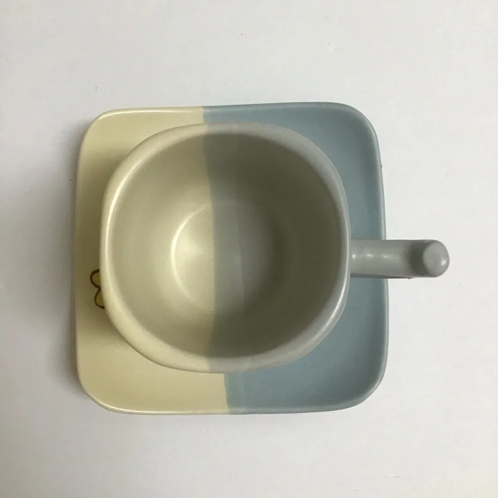 Japanese Pottery Espresso Coffee Cup & Saucer Tea Cup Mod Cherry Blossom Floral